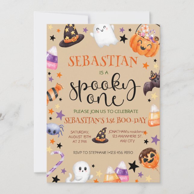 Invitation Anniversaire éffrayant d'un Halloween (Devant)