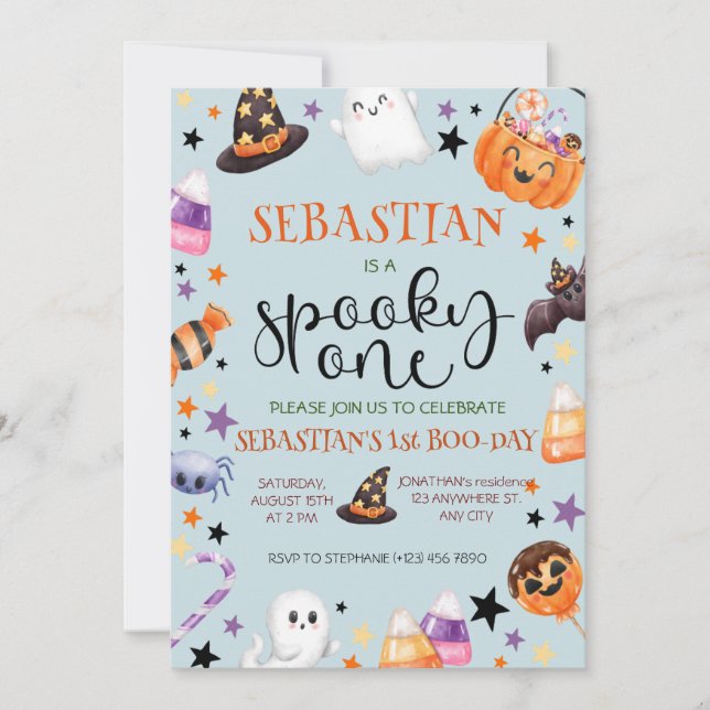 Invitation Anniversaire éffrayant d'un Halloween (Devant)