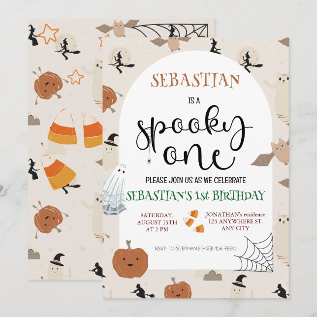 Invitation Anniversaire éffrayant d'un Halloween (Devant / Derrière)