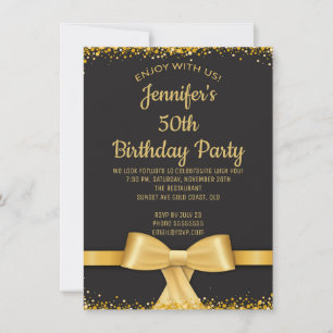 Invitation Anniversaire élégant de Confetti Or