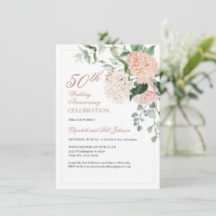 Invitation Anniversaire élégant de Mariage rose or