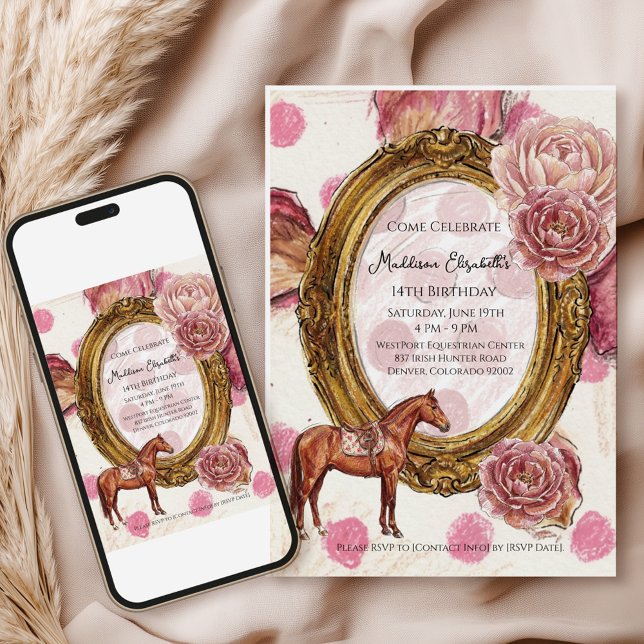 Invitation Anniversaire élégant d'équitation de chasseur (Créateur téléchargé)