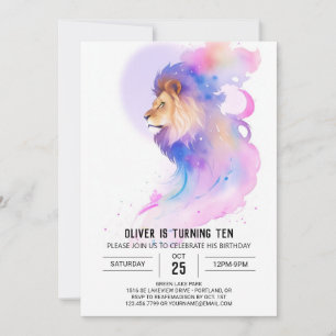 Invitation Anniversaire élégant du lion personnalisé