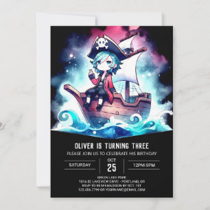 Invitation Anniversaire élégant du Pirate moderne
