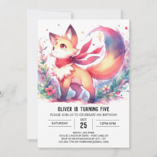 Invitation Anniversaire élégant du renard des bois