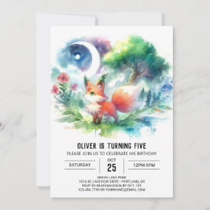 Invitation Anniversaire élégant du renard des bois