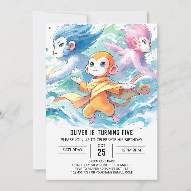 Invitation Anniversaire élégant du singe (Devant)