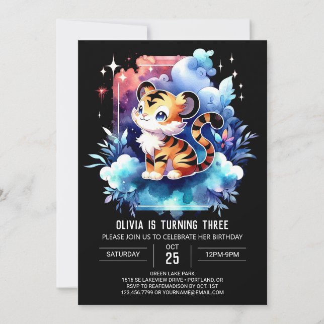 Invitation Anniversaire élégant du tigre forestier (Devant)