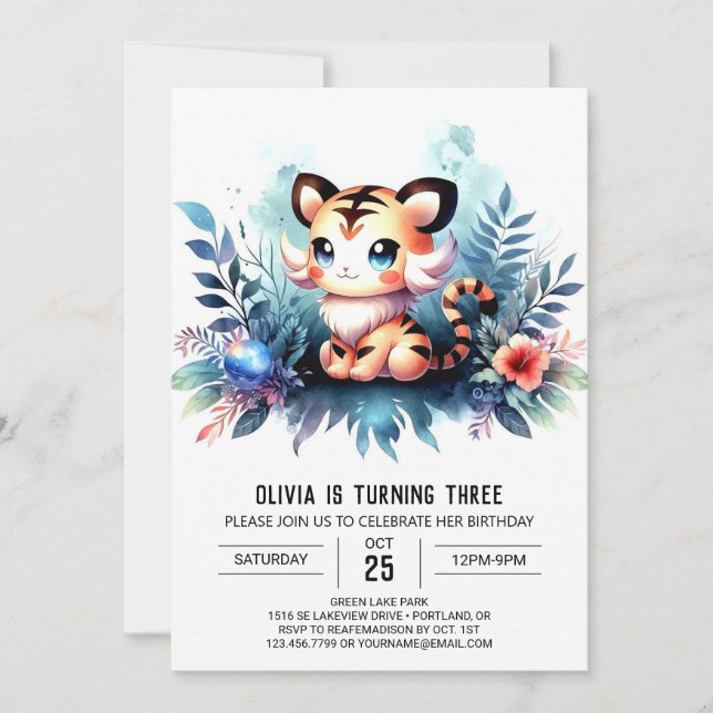 Invitation Anniversaire élégant du Tigre moderne (Devant)