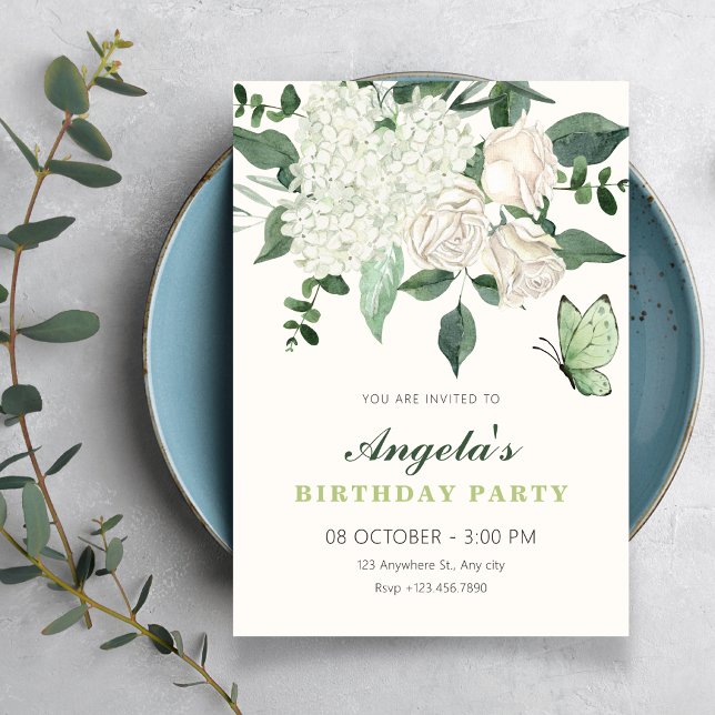 Invitation Anniversaire élégant floral (Créateur téléchargé)