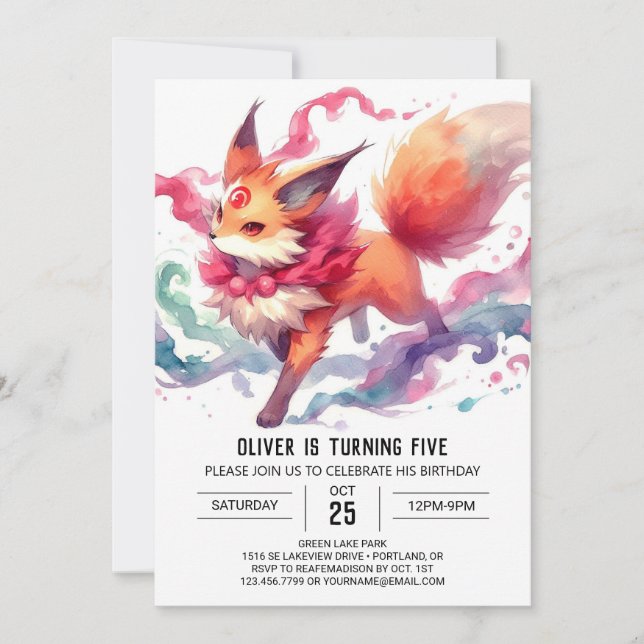 Invitation Anniversaire Elegant Fox en ligne (Devant)
