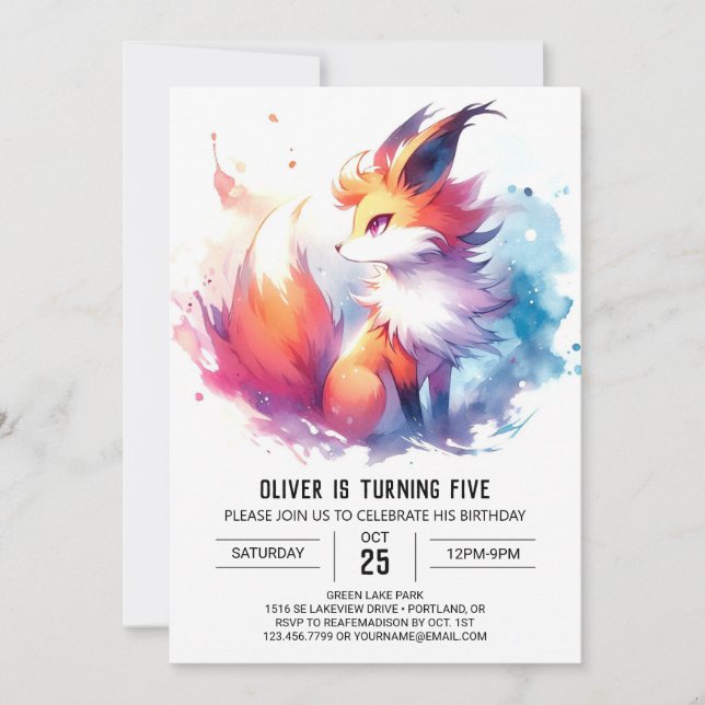 Invitation Anniversaire Elegant Fox en ligne (Devant)