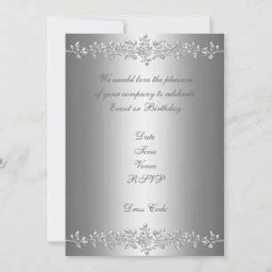 Invitation Anniversaire Élégant Gris Finition Rose