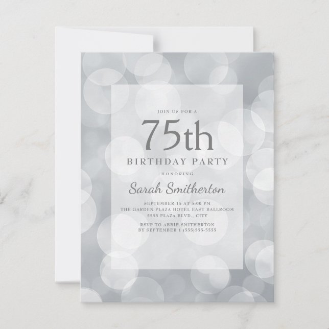 Invitation Anniversaire élégant mignon scintillant argent Bok (Devant)