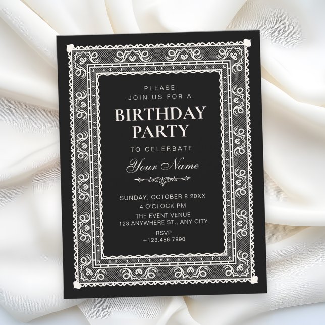 Invitation Anniversaire élégant noir  (Créateur téléchargé)