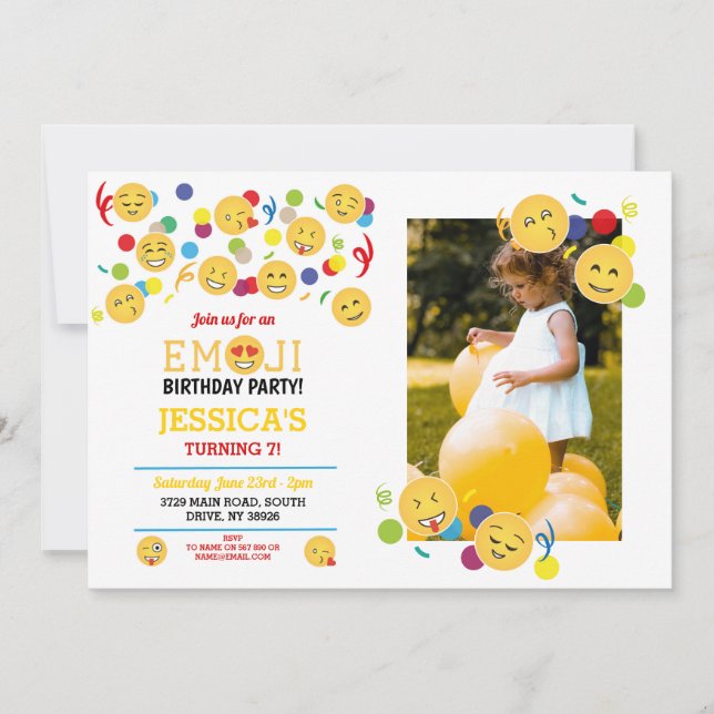 Invitation Anniversaire Emoji Enfants Anniversaire Amusant Ph (Devant)