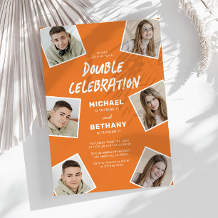 Invitation anniversaire en collage photo pour jume