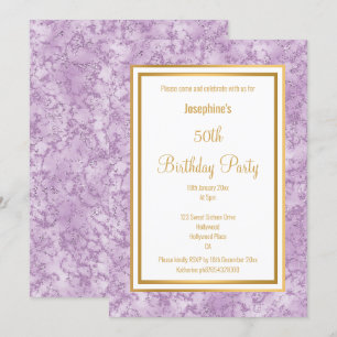 INVITATION ANNIVERSAIRE EN MARBRE FRONTIÈRE ÉLÉGANTE LILAC