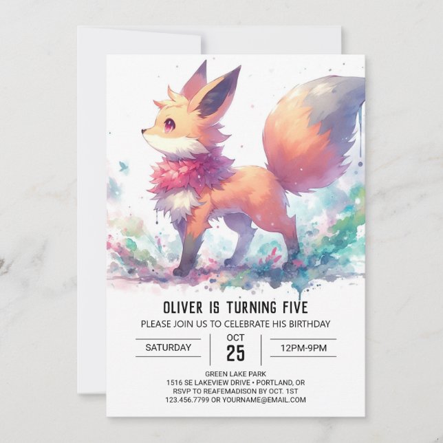 Invitation Anniversaire Enchanted Fox (Devant)