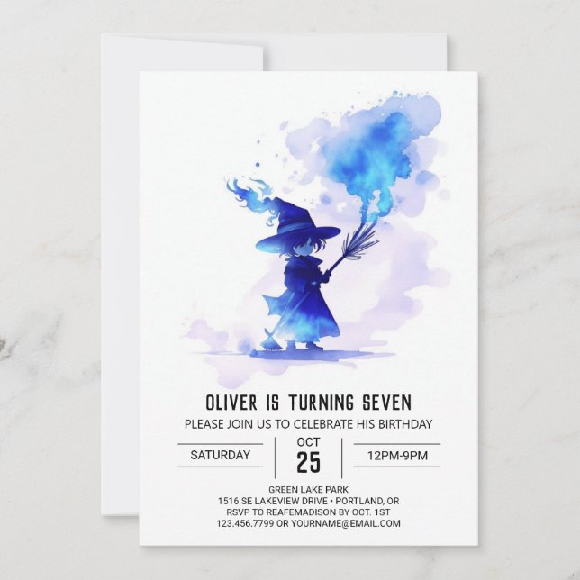 Invitation Anniversaire Enchanted Modern Wizard (Devant)