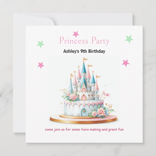 Invitation anniversaire enchantée du château de pr (Devant)