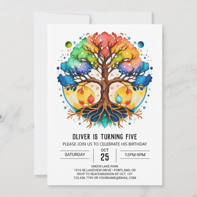 Invitation Anniversaire enchanteur de l'arbre numérique (Devant)