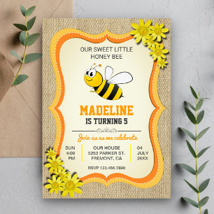Invitation anniversaire enfant abeille à miel mign