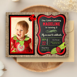 Invitation anniversaire enfant avec coccinelle rou