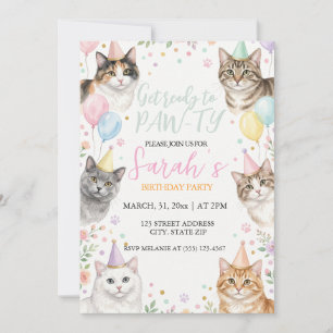Invitation Anniversaire Enfant Chat Aquarelle Adorable