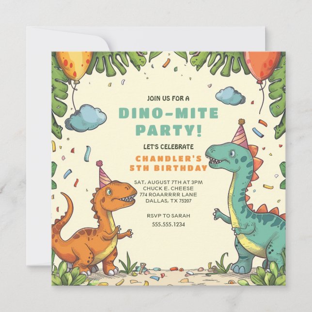 Invitation Anniversaire Enfant Dinosaure (Devant)