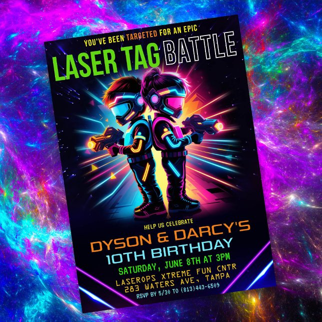 Invitation Anniversaire enfant Laser Tag (Créateur téléchargé)