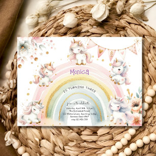 Invitation Anniversaire enfant licorne pastel magie capricieu