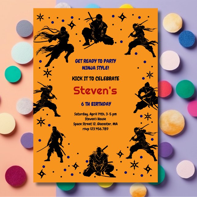 Invitation Anniversaire enfant style ninja (Créateur téléchargé)
