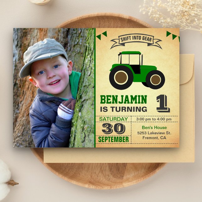 Invitation anniversaire enfant tracteur de ferme v (Créateur téléchargé)