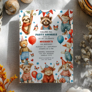 Invitation Anniversaire Enfants Animaux de Fête Fa