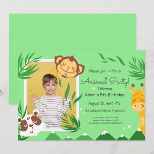 Invitation Anniversaire Enfants Animaux, Photo Anniversaire A