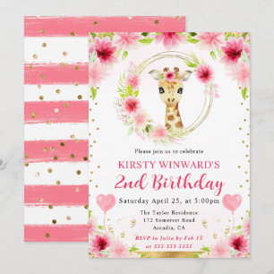 Invitation Anniversaire Enfants Girafe Jungle Mignon Aquarell