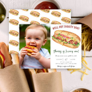 Invitation Anniversaire Enfants Hot Dog Aquarelle