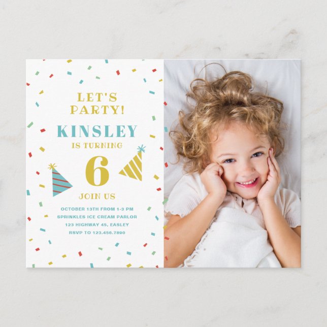 Invitation anniversaire enfants photo Modern Sprin (Devant)