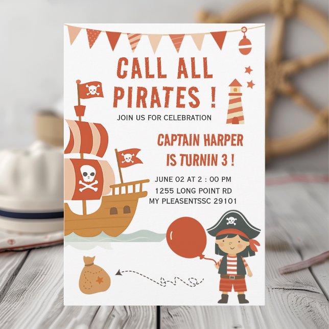 Invitation Anniversaire Enfants Pirates | Pirate d (Créateur téléchargé)
