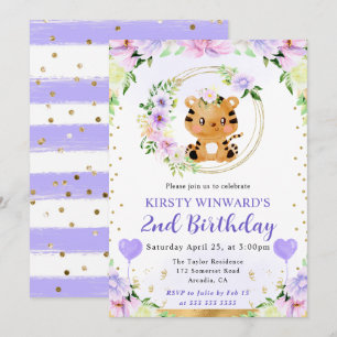 Invitation Anniversaire Enfants Tigre de la Jungle Mignon Aqu