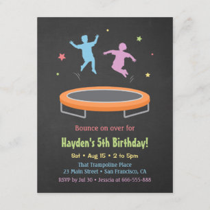 Invitation Anniversaire Enfants Tremplin de Rebond Coloré