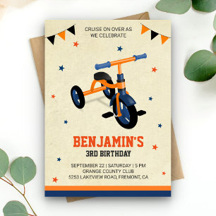 Invitation Anniversaire Enfants Tricycle Orange Mi