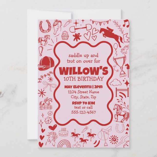 Invitation Anniversaire équestre de la fille unique de Cheval (Devant)