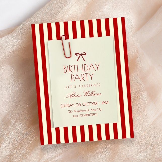 Invitation Anniversaire esthétique rouge (Créateur téléchargé)