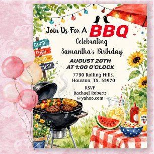 Invitation Anniversaire Estival Barbecue Jardin Joyeux