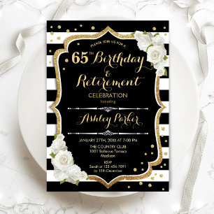 Invitation Anniversaire et fête de retraite - Noir Blanc Or
