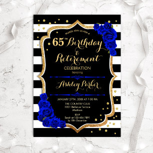 Invitation Anniversaire et fête de retraite Noir Royal Bleu O