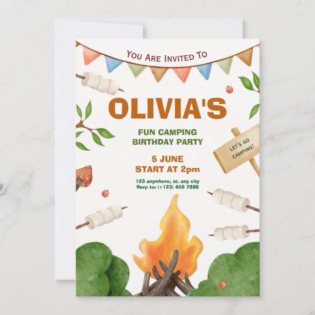 Invitation anniversaire extérieur personnalisable  (Devant)