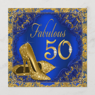 Invitation Anniversaire fabuleux de talon haut d'or de bleu
